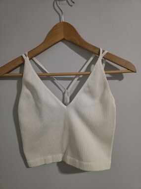Dynamite White Ribbed Strappy Crop Tank Top Size M